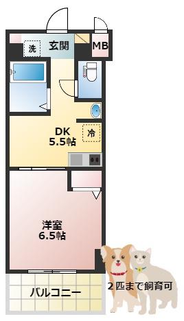 フェニックス日本橋高津(1DK/4階)の間取り写真