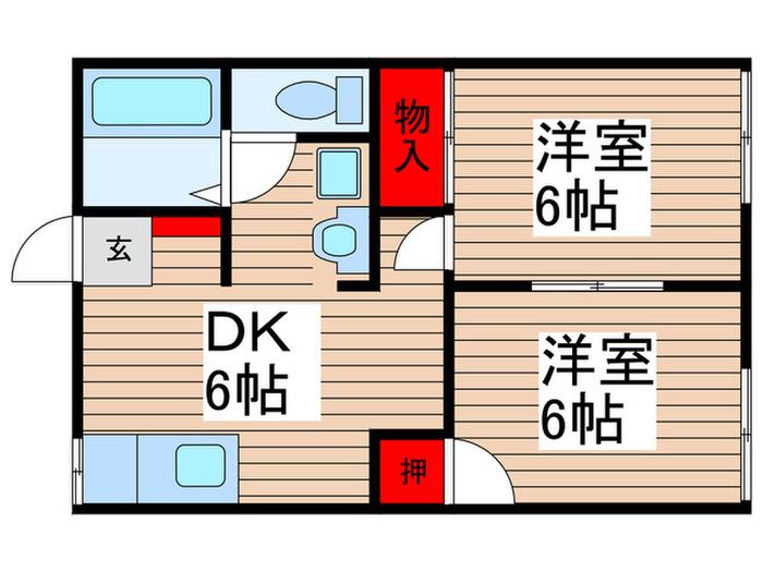 コーポ松南(2DK/1階)の間取り写真