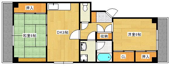 第一パールM住村(2DK/2階)の間取り写真