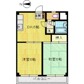 サクラハイム日ノ出(2DK/2階)の間取り写真