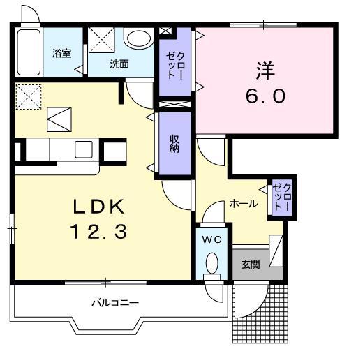 アムール(1LDK/1階)の間取り写真