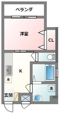SOLLEVANTE MIYAGI(1DK/4階)の間取り写真