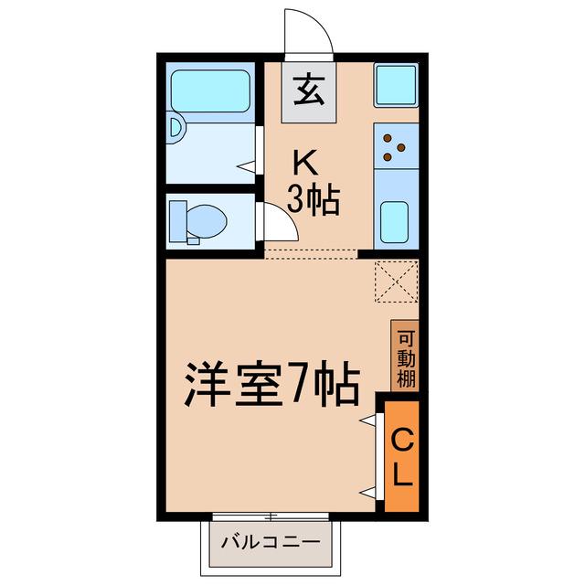 プレジュール柴田(1K/2階)の間取り写真