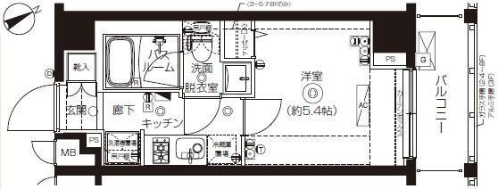 ZOOM上板橋(1K/6階)の間取り写真