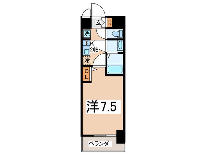 RAINBOW COURT 南堀江(1K/8階)の間取り写真