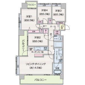 ダイアパレス札幌東アクティオ(4LDK/12階)の間取り写真
