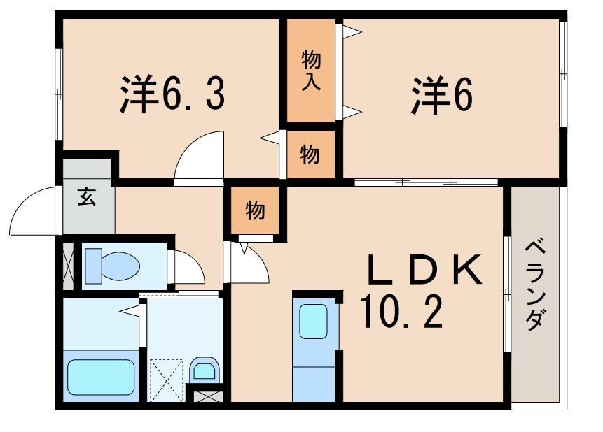 フォレスト(2LDK/2階)の間取り写真