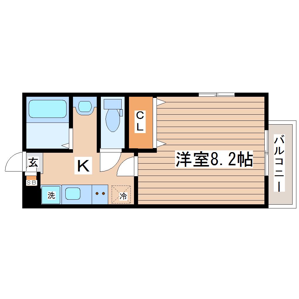 アスコット堤町(1K/1階)の間取り写真