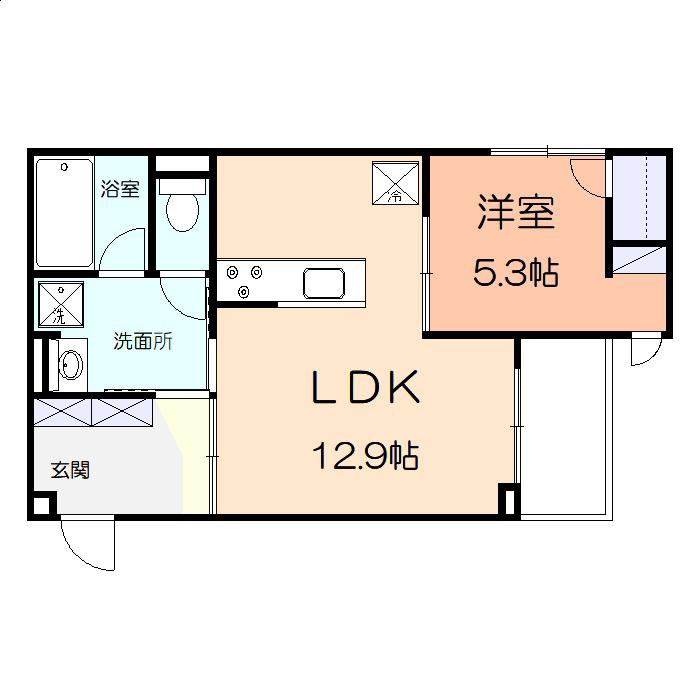 モンブルーカルム(1LDK/1階)の間取り写真