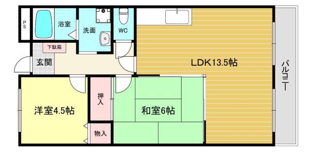 グリーンフォレスト西宮II(2LDK/2階)の間取り写真