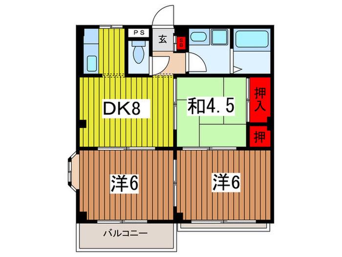 フナトハイツ(3DK/1階)の間取り写真