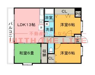 アメニティ旗崎(3LDK/1階)の間取り写真