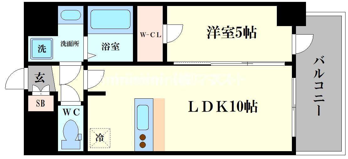 プレサンス大国町ラヴェニール(1LDK/12階)の間取り写真