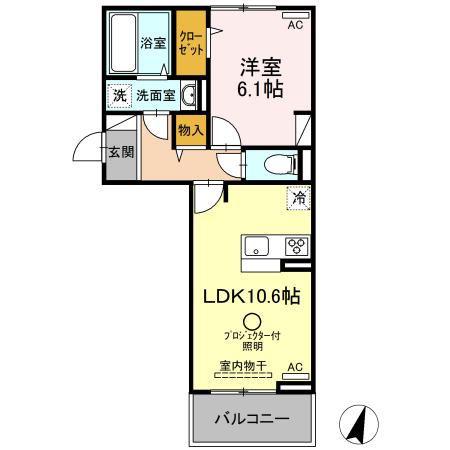 EF三番館(1LDK/3階)の間取り写真