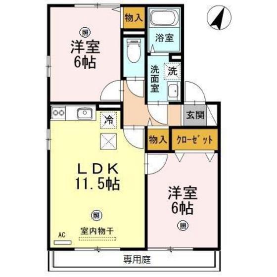 フィアホイザードリット(2LDK/1階)の間取り写真