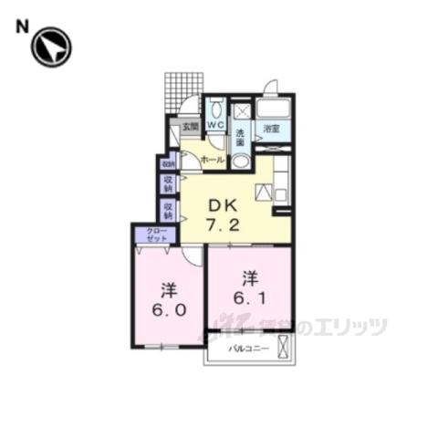 ファミリータイズⅢ(2DK/1階)の間取り写真