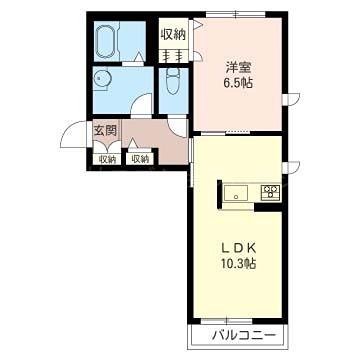 クレオA(1LDK/2階)の間取り写真