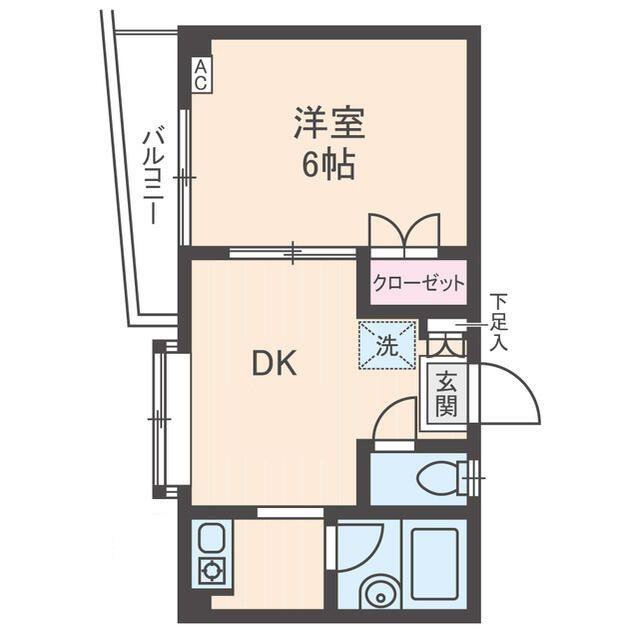 ハイツヤスハラ(1DK/4階)の間取り写真