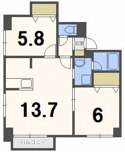 グラードエルヴィータ円山(2LDK/8階)の間取り写真