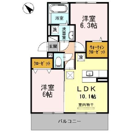 ディアコート桜木(2LDK/1階)の間取り写真