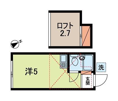 サットンプレイス高南(ワンルーム/1階)の間取り写真