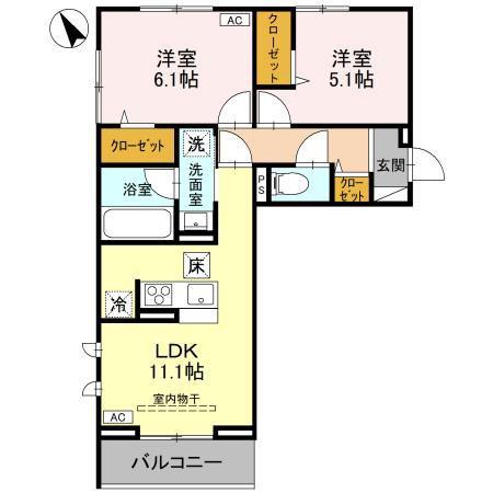 メゾンクレール(2LDK/1階)の間取り写真