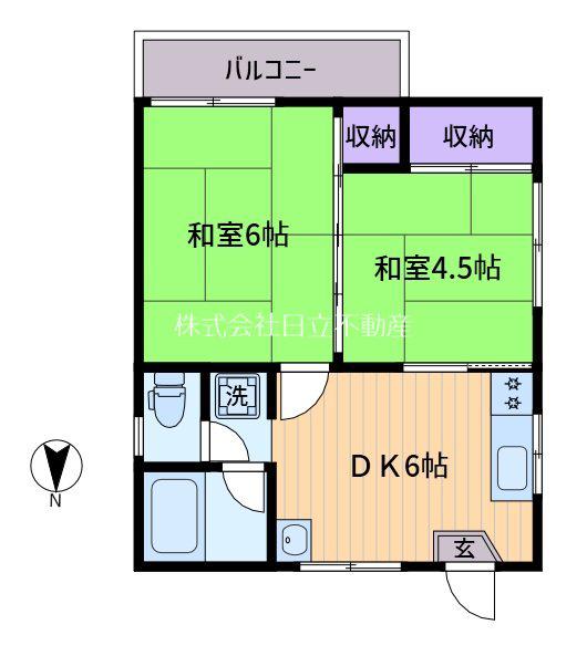 向山コーポ(2DK/2階)の間取り写真