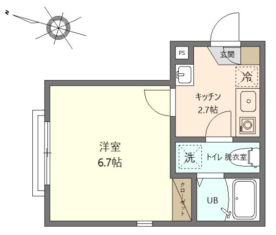 グランステージ川崎(1K/3階)の間取り写真