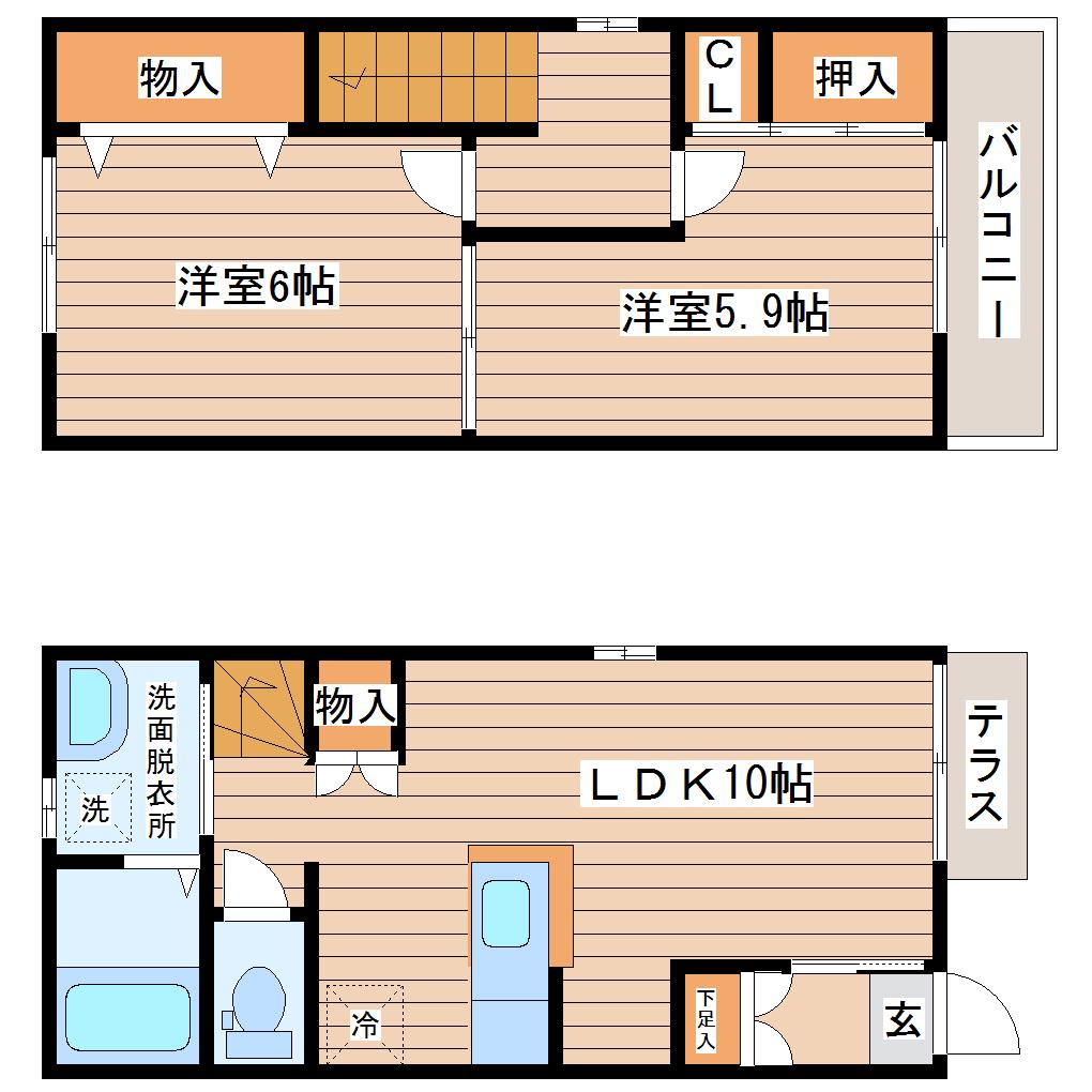 PURE COURT(2LDK/1階)の間取り写真