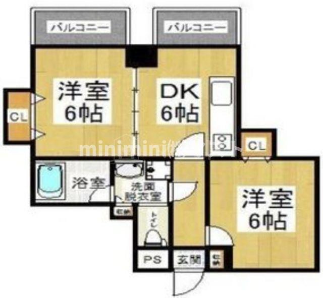 CITY SPIRE難波プレミア(2DK/10階)の間取り写真