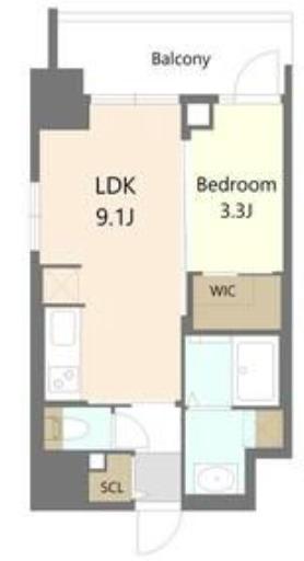 S-RESIDENCE松屋町ASENCE(1LDK/7階)の間取り写真