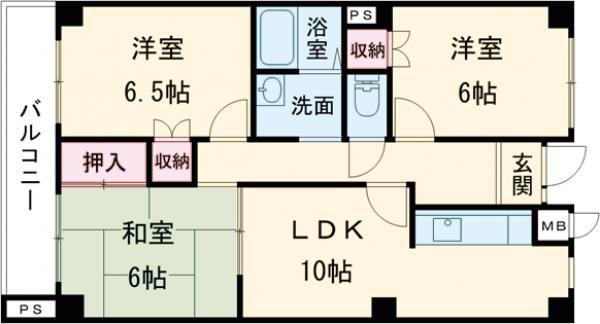 マイシティ303(3LDK/2階)の間取り写真