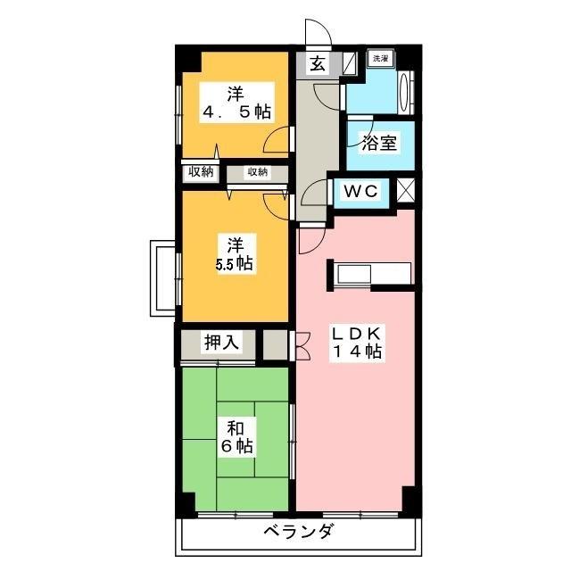 ベルデュール鷺沼(3LDK/2階)の間取り写真