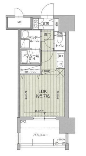 グランフォーレ博多ウォーターフロント(ワンルーム/2階)の間取り写真
