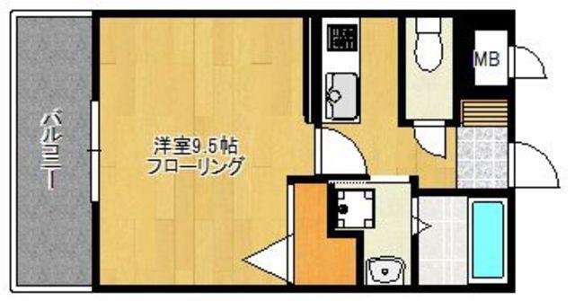 オルレアン友泉亭(1K/2階)の間取り写真
