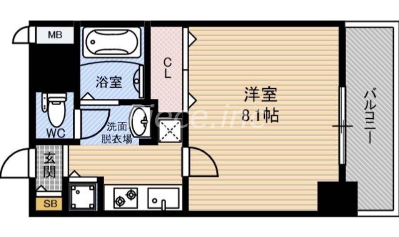 エスライズ中之島ウエスト(1K/7階)の間取り写真