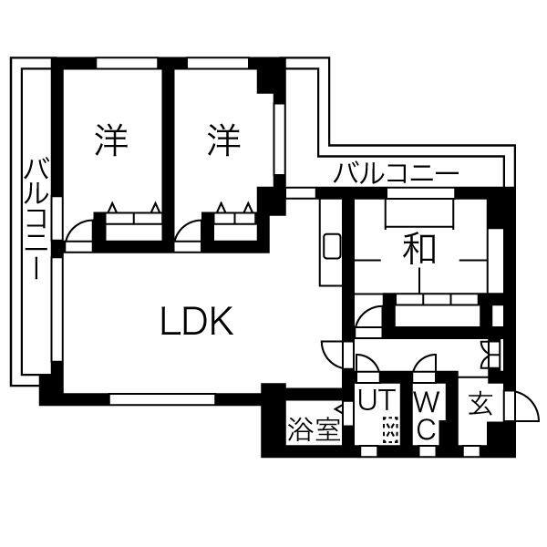 ヴィアーレマルフク北館(3LDK/4階)の間取り写真