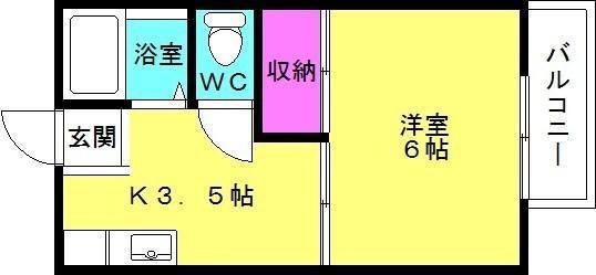 メゾン鶴林II(1K/1階)の間取り写真