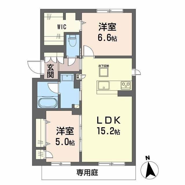 メゾン・ド・ヴァリー上野町(2LDK/1階)の間取り写真