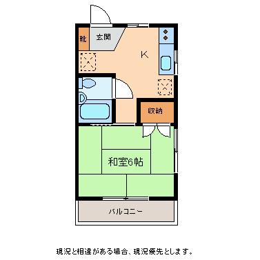 ハイツ宮の前(1K/1階)の間取り写真