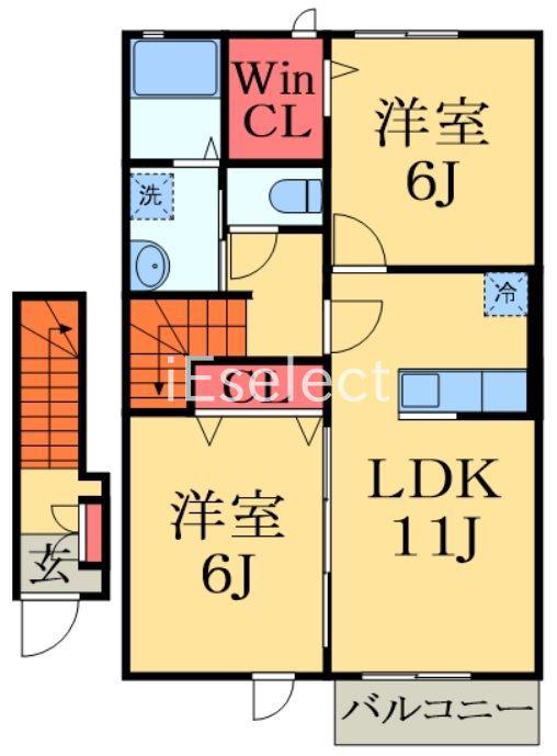 ヴァン フルールII(2LDK/2階)の間取り写真