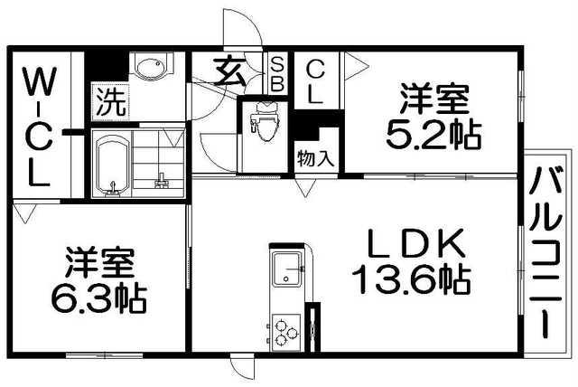 MAISON DE SOPHIA(2LDK/2階)の間取り写真