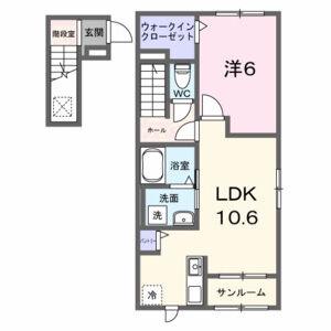 グラース アン(1LDK/2階)の間取り写真