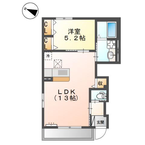 ドゥ・ミルピエール(1LDK/1階)の間取り写真