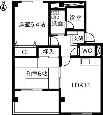 ハイネス西春(2LDK/2階)の間取り写真