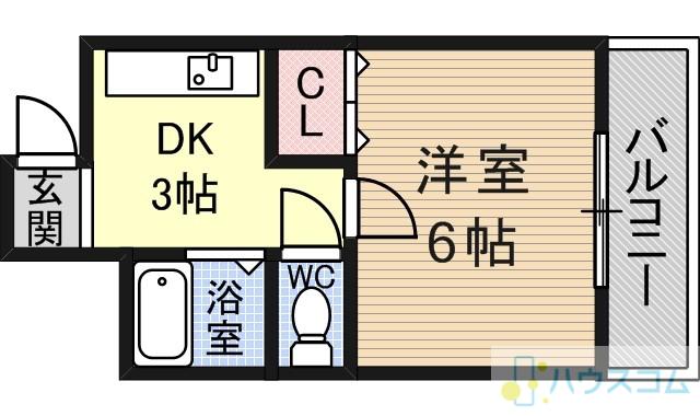 ディアコート舟木(1K/3階)の間取り写真
