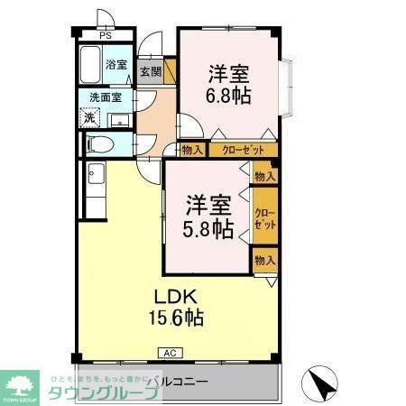 アーバンヒルズ(2LDK/2階)の間取り写真