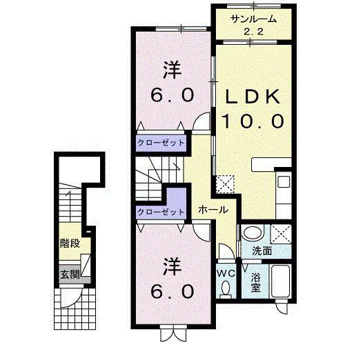 グラシオッソV(2LDK/2階)の間取り写真