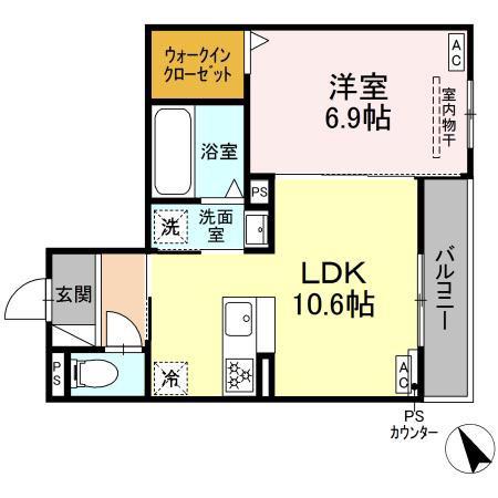 D-HILLS有玉南町(1LDK/2階)の間取り写真