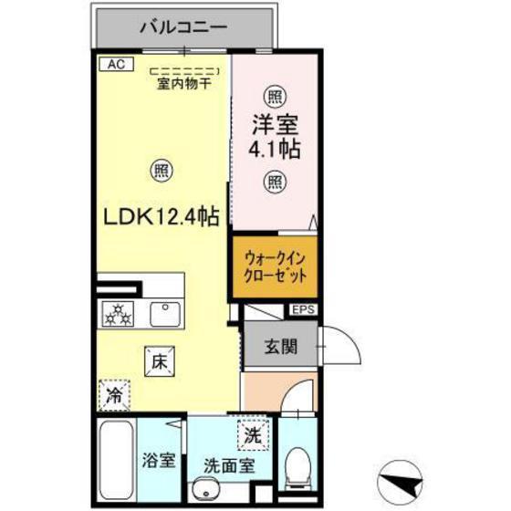 オリーブ東雲本町(1LDK/1階)の間取り写真